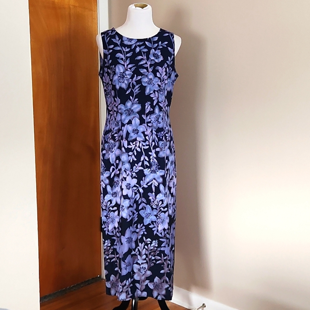Vintage 90s Norton McNaughton Petit Floral Midi Dress